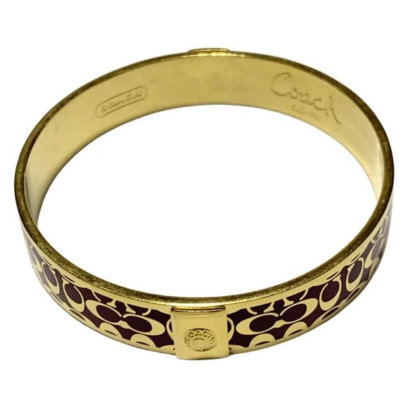 Auth COACH Mini Signature - Gold Bordeaux Hardware Bangle - Picture 3 of 3